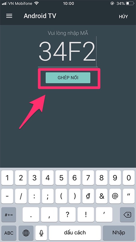 nhập mã và kết nối
