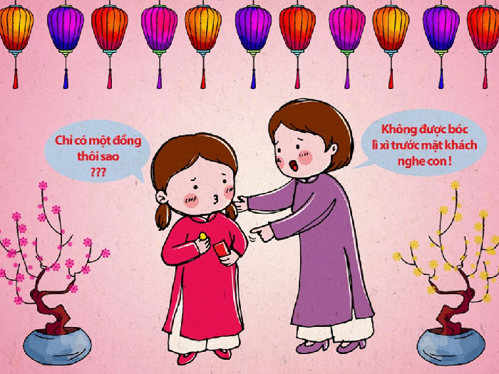 Nhấn vào ảnh để phóng to Đầu năm ba mẹ dạy con nhận lì xì sao cho đúng