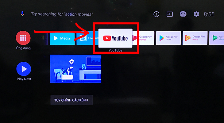 truy cập ứng dụng youtube