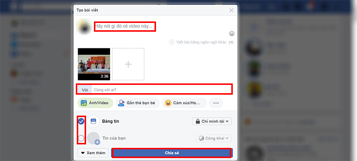 Cách đăng video lên Facebook trên Android, iOS và Laptop > Cách đăng video lên Facebook trên Laptop + Bước 3