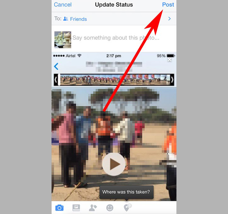 Cách đăng video lên Facebook trên Android, iOS và Laptop > Cách đăng video lên Facebook trên iOS + Bước 3