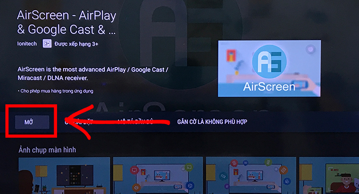 mở ứng dụng AirScreen