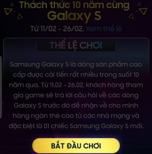 Minigame dòng S 10 năm