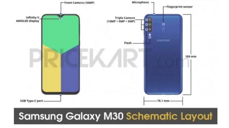 Galaxy M30 với 3 camera sau bị rò rỉ hình ảnh trong sơ đồ
