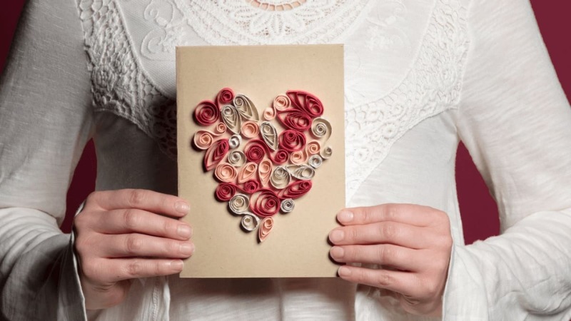 Thiệp Valentine hình trái tim bằng giấy
