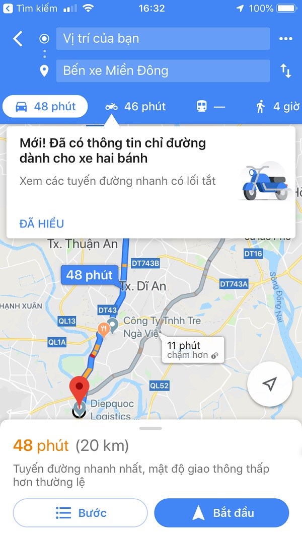 Dẫn đường bằng xe máy trên Google Maps của iOS đã được cải tiến đáng kể, giúp bạn tìm kiếm tuyến đường phù hợp và thuận tiện nhất cho mọi chuyến đi. Khơi nguồn niềm đam mê của bạn với công nghệ GPS tiên tiến và tối ưu hóa trên ứng dụng trên iPhone của mình.