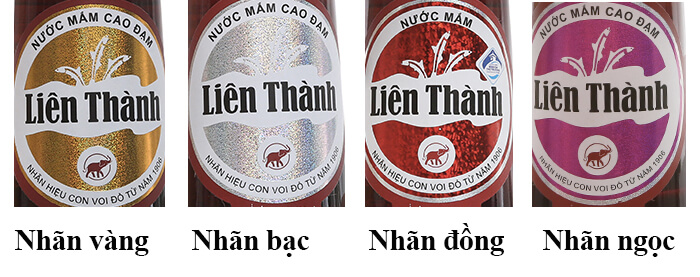 Các nhãn nước mắm thương hiệu Liên Thành