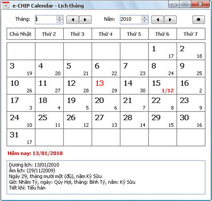 e-CHÍP Calendar 2010