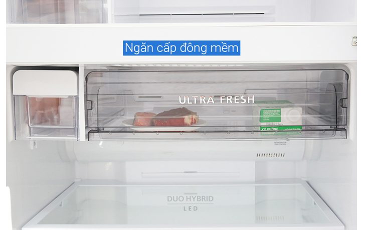 ngăn cấp đông mềm Đánh giá tổng quan bộ đôi tủ lạnh mặt gương Toshiba Inverter 555 lít GR-AG58VA (X) > ngăn cấp đông mềm