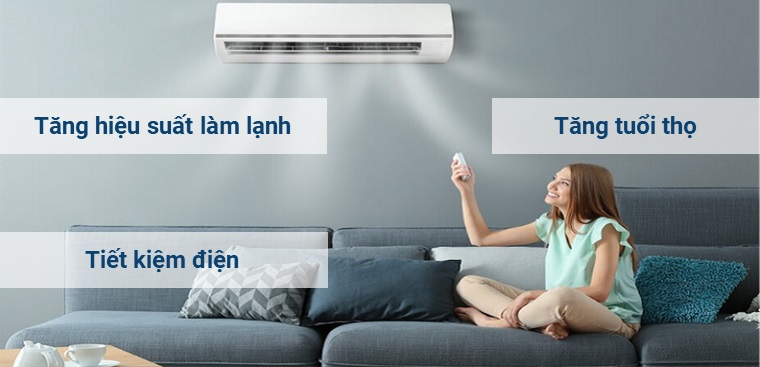 Tăng hiệu suất làm lạnh cho máy, giúp tiết kiệm điện, tăng tuổi thọ máy