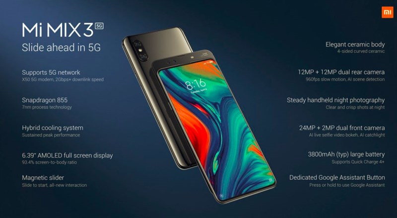 MWC 2019: Xiaomi Mi MIX 3 phiên bản 5G dùng chip Snapdragon 855 ra mát MWC 2019: Xiaomi Mi MIX 3 phiên bản 5G dùng chip Snapdragon 855 ra mát