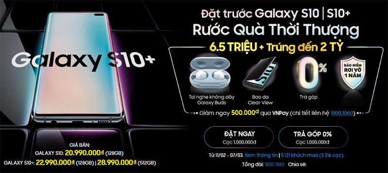 Mua trả góp Galaxy S10 có nhận được quà 7 triệu?