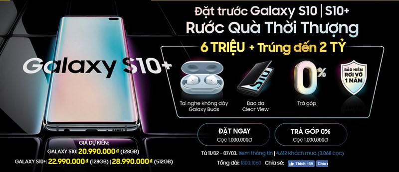 Đặt trước siêu phẩm Galaxy S10, Galaxy S10+: Nhận quà 6 triệu, trúng đến 2 tỷ