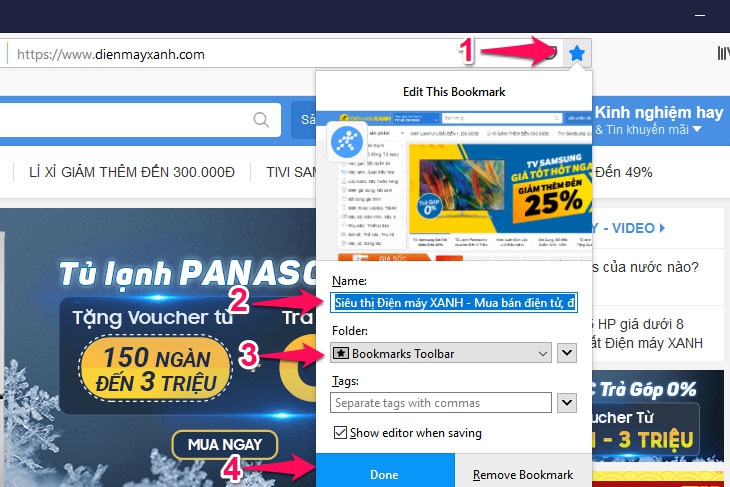 Cách sử dụng bookmark trên trình duyệt Firefox