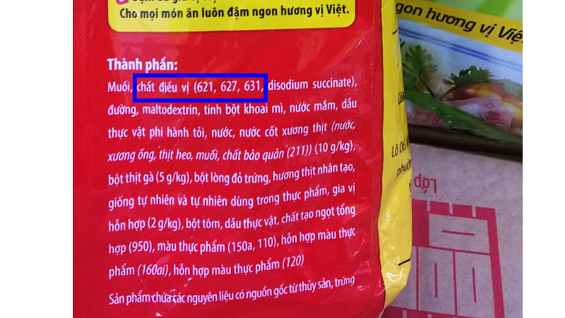 Xem trên thành phần để biết chất điều vị