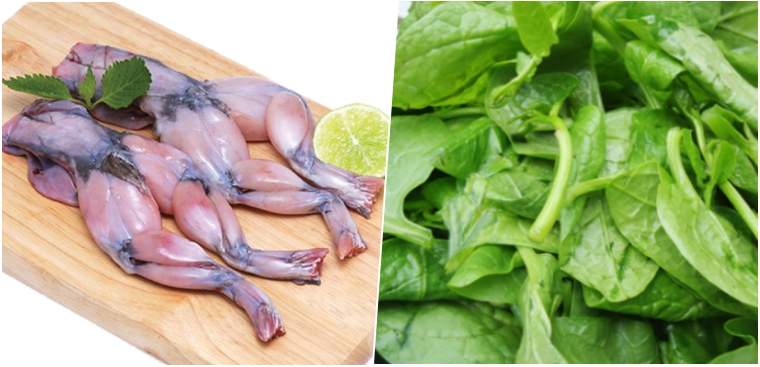 Frog porridge with water spinach