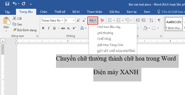 Hướng dẫn Phông chữ in thường trong Word Một cách đơn giản và dễ dàng