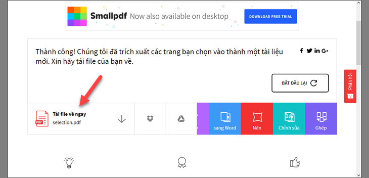 Cắt file PDF bằng công cụ trực tuyến SmallPDF + Bước 5