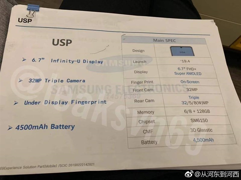 Cấu hình chi tiết cùng ngày ra mắt của Galaxy A60 bị rò rỉ Cấu hình chi tiết cùng ngày ra mắt của Galaxy A60 bị rò rỉ