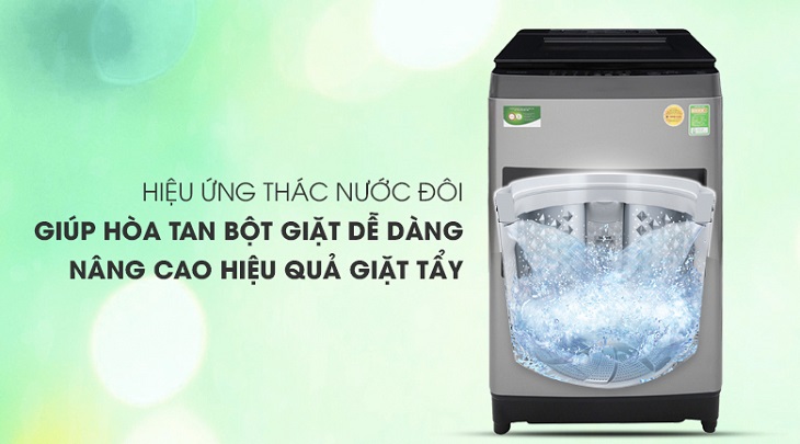 Hiệu ứng thác nước đôi Đánh giá tổng quan máy giặt Toshiba Inverter 9.5 Kg AW-UH1050GV DS > Hiệu ứng thác nước đôi