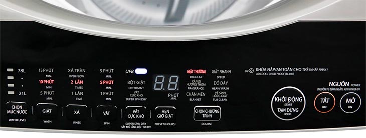 Bảng điều khiển Đánh giá tổng quan máy giặt Toshiba Inverter 9.5 Kg AW-UH1050GV DS > Bảng điều khiển