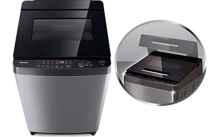 Nắp máy bằng kính chịu lực Đánh giá tổng quan máy giặt Toshiba Inverter 9.5 Kg AW-UH1050GV DS > Nắp máy bằng kính chịu lực