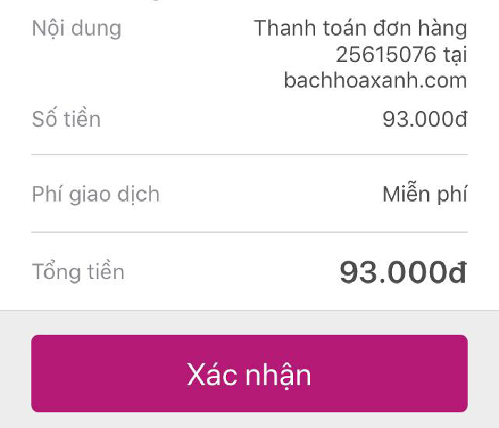 Hướng dẫn thanh toán đơn hàng Bách Hóa XANH bằng Momo