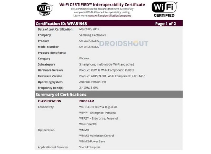 Galaxy A40 đạt chứng nhận Wi-Fi, cho thấy máy đã sắp sửa trình làng Galaxy A40 đạt chứng nhận Wi-Fi, cho thấy máy đã sắp sửa trình làng