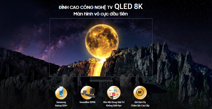 Mua tivi Samsung QLED 8K 2020 nhận ngay điện thoại, loa thanh cùng kho nội dung giải trí cực khủng