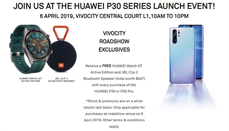 Đặt mua trước Huawei P30 hoặc P30 Pro vào ngày ra mắt 6/4 tại trung tâm thương mại VivoCity