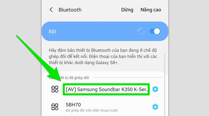 Hướng dẫn điều khiển dàn âm thanh Samsung bằng ứng dụng Samsung Audio Remote > Kết nối điện thoại với dàn âm thanh
