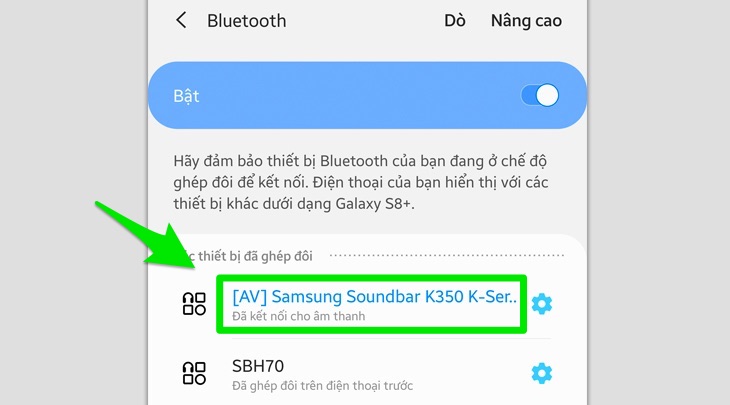 Hướng dẫn điều khiển dàn âm thanh Samsung bằng ứng dụng Samsung Audio Remote > Kết nối điện thoại với dàn âm thanh