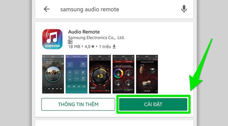 Hướng dẫn điều khiển dàn âm thanh Samsung bằng ứng dụng Samsung Audio Remote > Ứng dụng Samsung Audio Remote