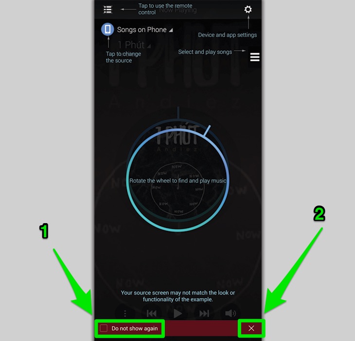 Hướng dẫn điều khiển dàn âm thanh Samsung bằng ứng dụng Samsung Audio Remote > Giao diện khởi đầu của ứng dụng