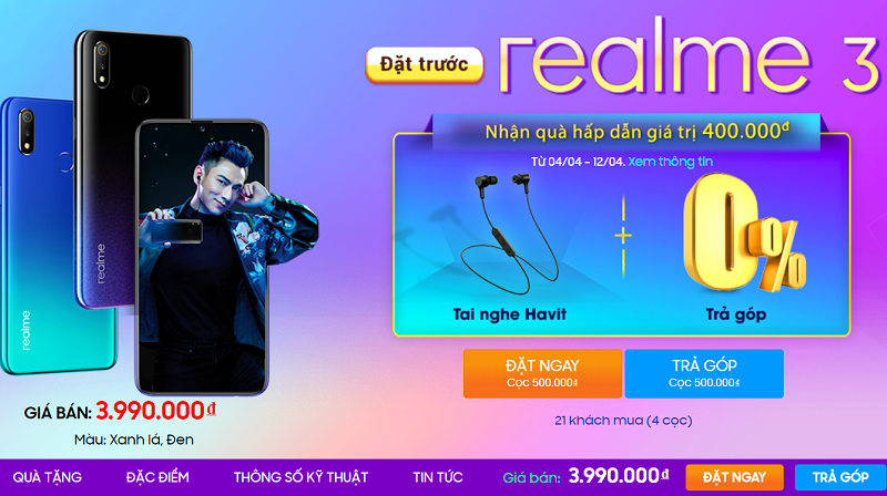 Đặt trước Realme 3 Đặt trước Realme 3