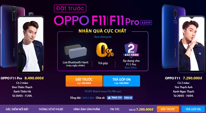 OPPO F11, F11 Pro có hơn 16000 lượt đặt cọc OPPO F11, F11 Pro có hơn 16000 lượt đặt cọc
