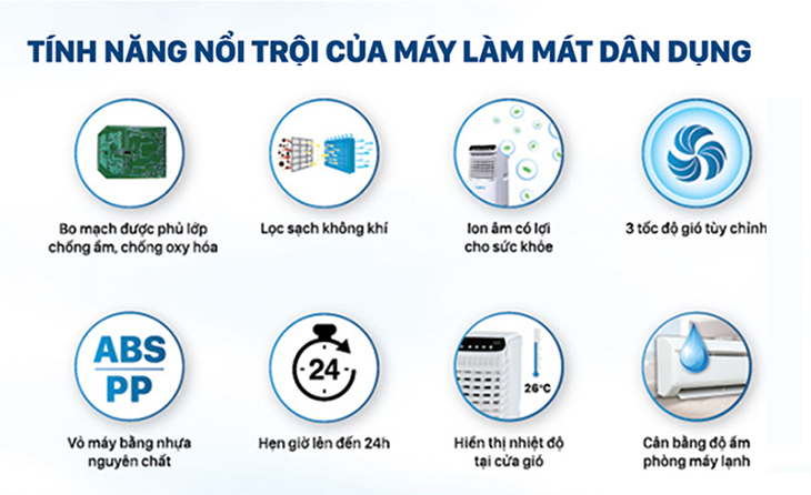 Tính năng nổi trội máy làm mát dân dụng Daikio Tính năng nổi trội máy làm mát dân dụng Daikio
