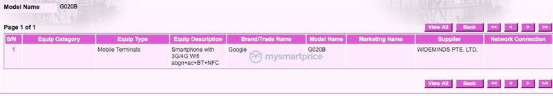 G020B được IMDA chứng nhận