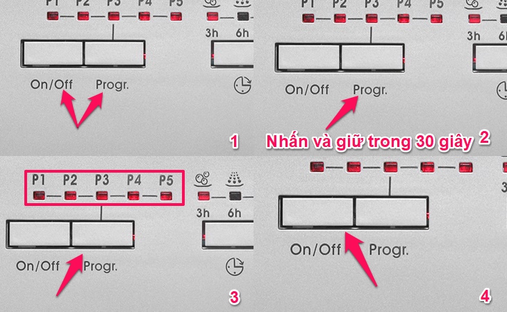 Cách ghi nhớ chương trình rửa gần nhất cho máy