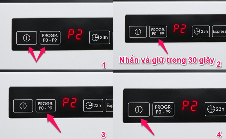 Cách ghi nhớ chương trình rửa gần nhất cho máy