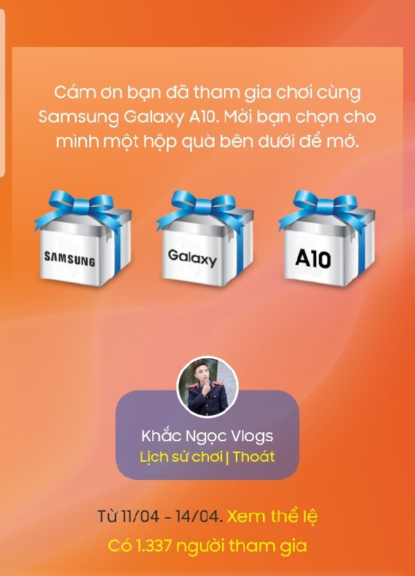 Chơi game Galaxy A10