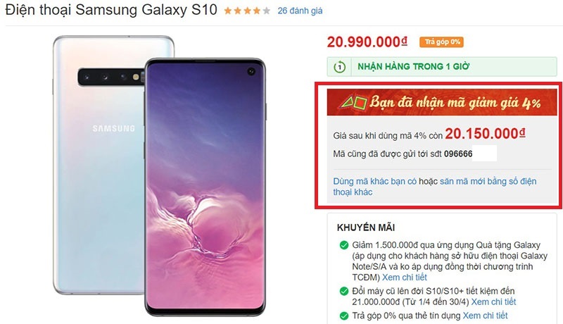 dùng mã giảm giá