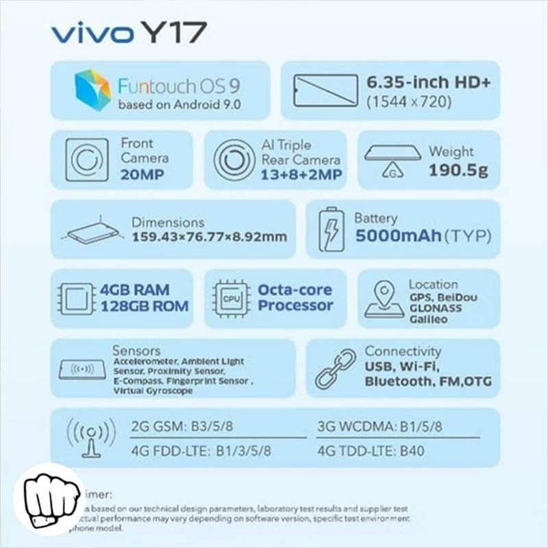 thông tin trên hộp đựng VIVO Y17