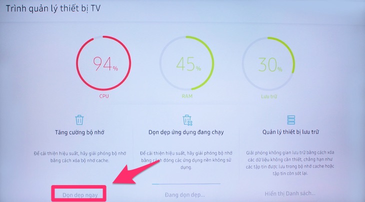 Cách giúp cho tivi sử dụng mượt mà trên Smart tivi Samsung 2019 > Trình quản lý thiết bị của tivi Samsung