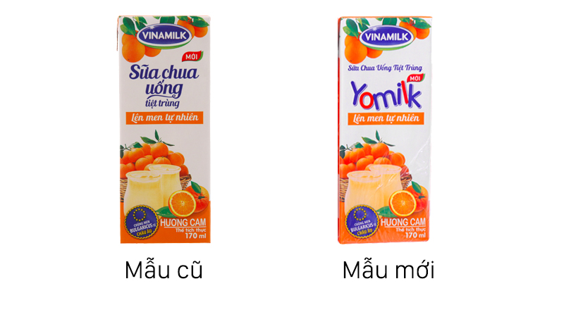 Thông báo thay đổi giao diện mới sữa chua uống Vinamilk Yomilk Sữa chua uống vinamilk yomilk vị cam