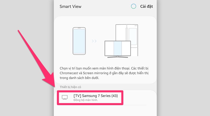 Cách chiếu màn hình điện thoại lên Smart tivi Samsung 2019