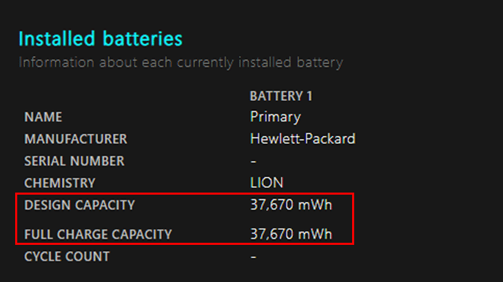 Kiểm tra tình trạng pin trong Battery report