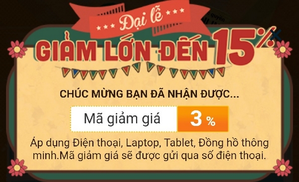 Đại lễ 30/4-1/5 là cơ hội để bạn săn mã giảm giá đến 15%