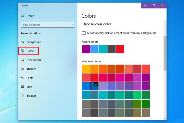 Thay đổi màu cho Windows 10