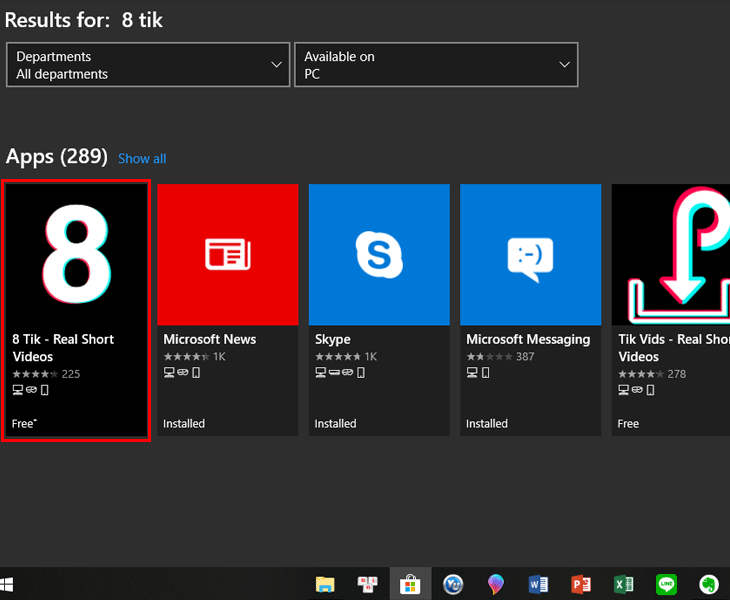 Tìm kiếm ứng dụng 8Tik trên Microsoft Store